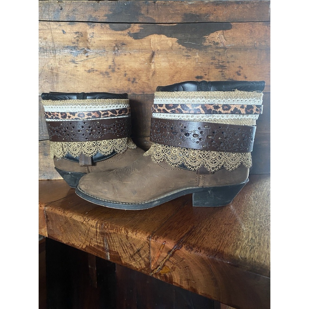 Upcycled Western Rodeo Festival cowgirl boots size 9 - Picture 3 of 5